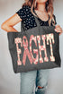 Pink Patterned Fight Canvas Jumbo Tote