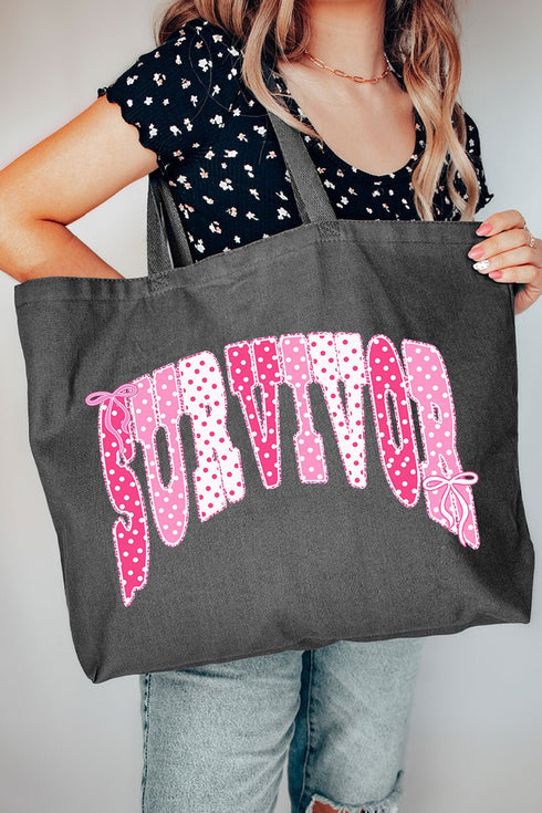 Pink Polka Pop Survivor Canvas Jumbo Tote