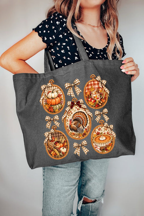 Thanksgiving Portraits Canvas Jumbo Tote