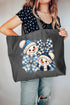 Winter Check Snowmen Canvas Jumbo Tote