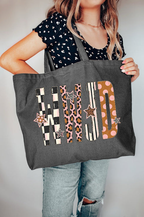 WWJD Pattern Pop Canvas Jumbo Tote