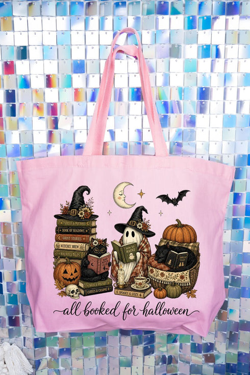 All Booked For Halloween Canvas Jumbo Tote