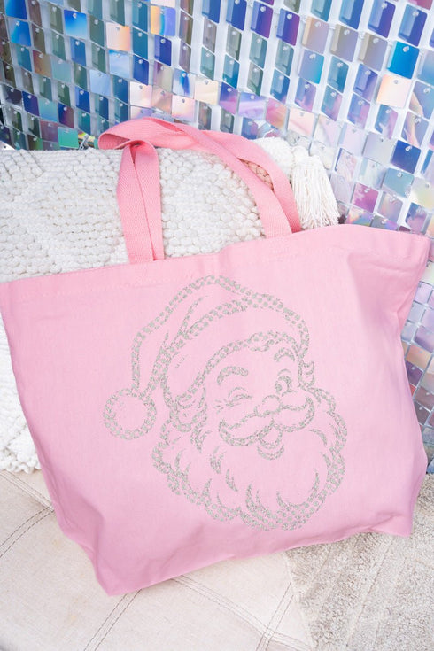 Classic Christmas Santa Canvas Jumbo Tote