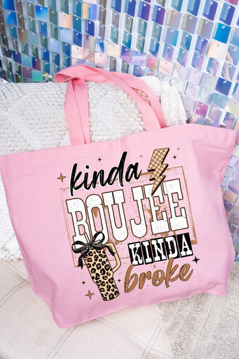 Kinda Boujee Kinda Broke Canvas Jumbo Tote