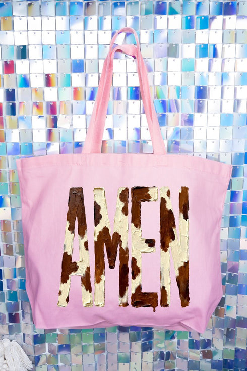 Painted Cow Amen Canvas Jumbo Tote