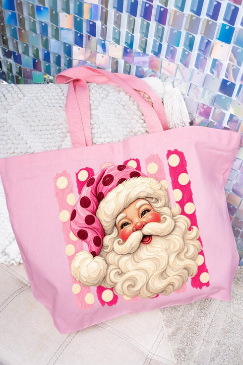 Pink Dot Jolly Santa Canvas Jumbo Tote