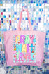 Pray Wait Trust Bright Doodle Canvas Jumbo Tote