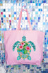 Seaside Sparkle Turtle Canvas Jumbo Tote
