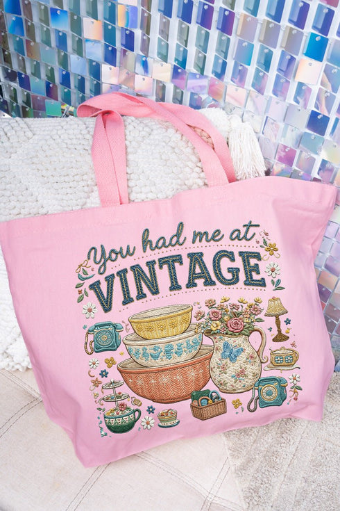 Vintage Threaded Treasures Canvas Jumbo Tote