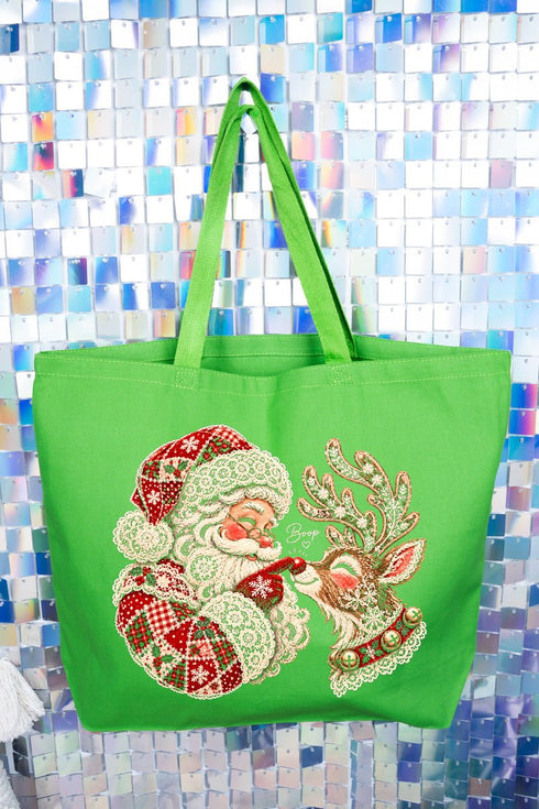 Santa's Christmas Boop Canvas Jumbo Tote