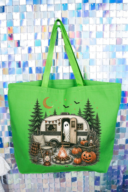 Spooky Campfire Night Canvas Jumbo Tote
