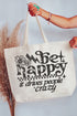 Black Be Happy Canvas Jumbo Tote