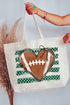 Green Football Sweetheart Canvas Jumbo Tote