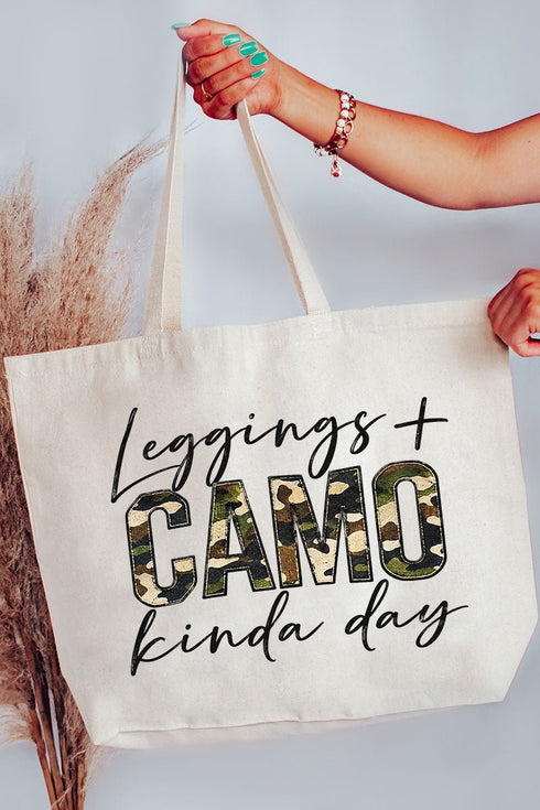 Leggings + Camo Kinda Day Canvas Jumbo Tote