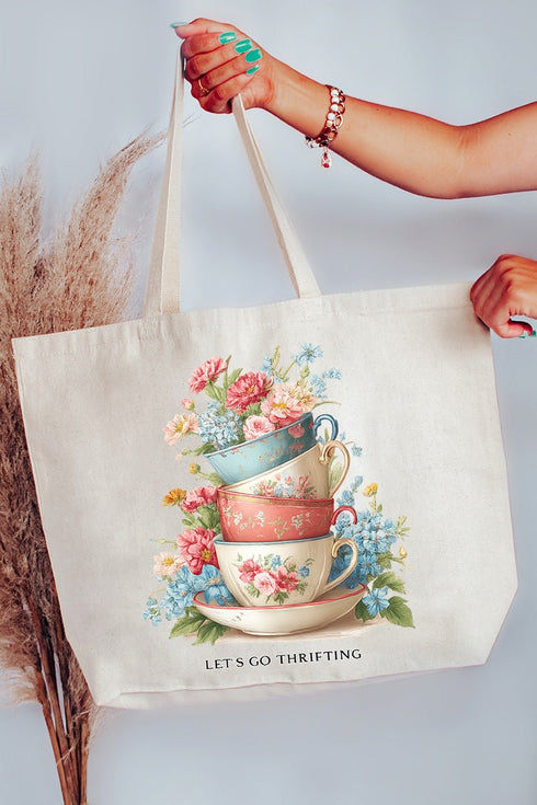 Let's Go Thrifting Canvas Jumbo Tote