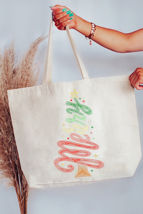 Merry In Motion Canvas Jumbo Tote