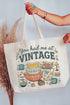 Vintage Threaded Treasures Canvas Jumbo Tote