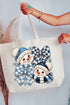 Winter Check Snowmen Canvas Jumbo Tote