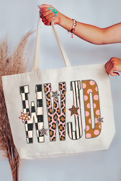 WWJD Pattern Pop Canvas Jumbo Tote