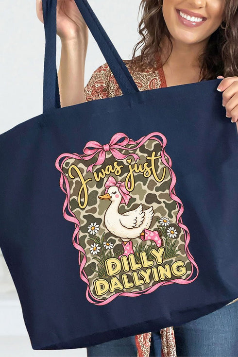 Dilly Dallying Camo Goose Canvas Jumbo Tote