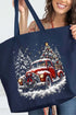 Evergreen Christmas Drive Canvas Jumbo Tote