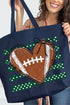 Green Football Sweetheart Canvas Jumbo Tote