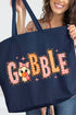 Gobble In Gingham Canvas Jumbo Tote