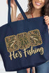 He's Fishing Canvas Jumbo Tote