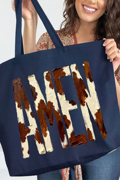Painted Cow Amen Canvas Jumbo Tote