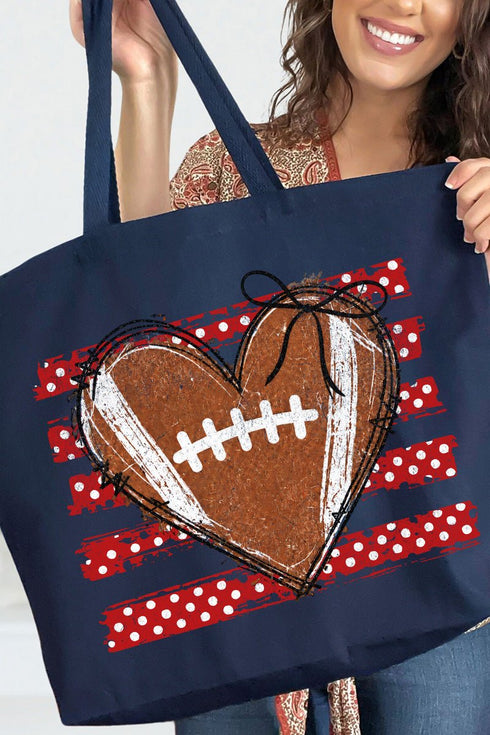 Red Football Sweetheart Canvas Jumbo Tote