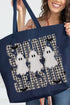 Spooky Season Gingham & Ghosts Canvas Jumbo Tote