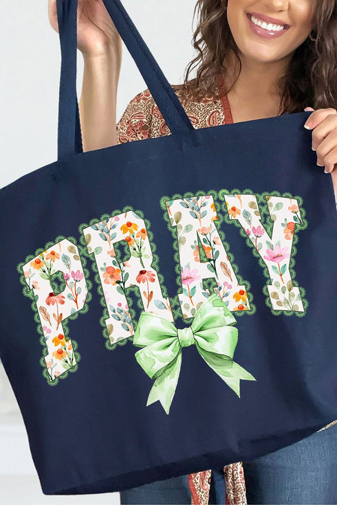 Watercolor Petaled Pray Canvas Jumbo Tote