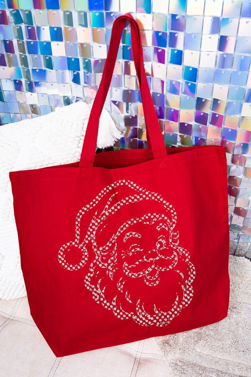 Classic Christmas Santa Canvas Jumbo Tote