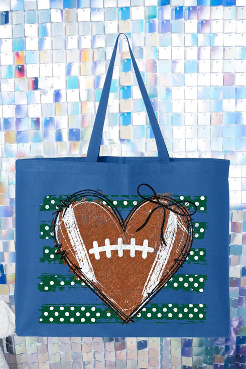 Green Football Sweetheart Canvas Jumbo Tote