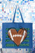 Green Football Sweetheart Canvas Jumbo Tote
