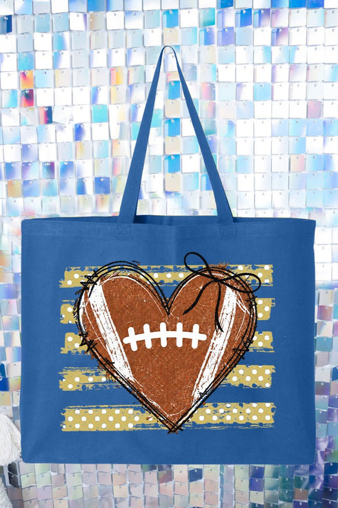 Gold Football Sweetheart Canvas Jumbo Tote