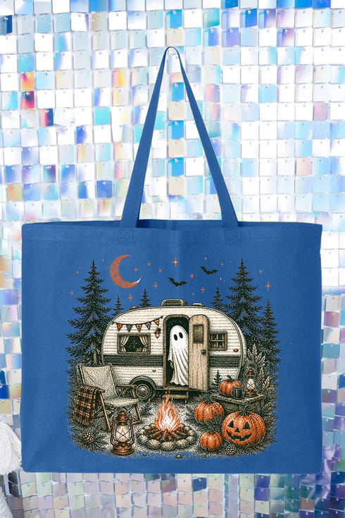 Spooky Campfire Night Canvas Jumbo Tote