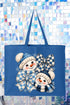 Winter Check Snowmen Canvas Jumbo Tote