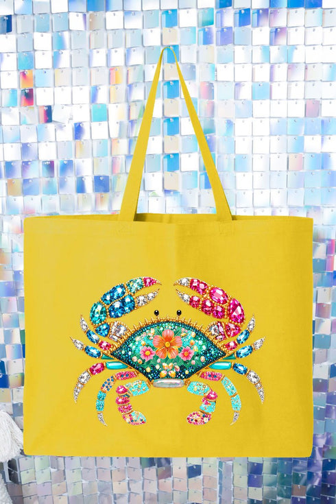 Seaside Sparkle Crab Canvas Jumbo Tote