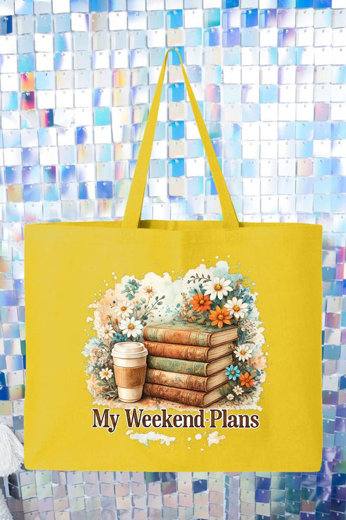 Weekend Books & Brews Canvas Jumbo Tote