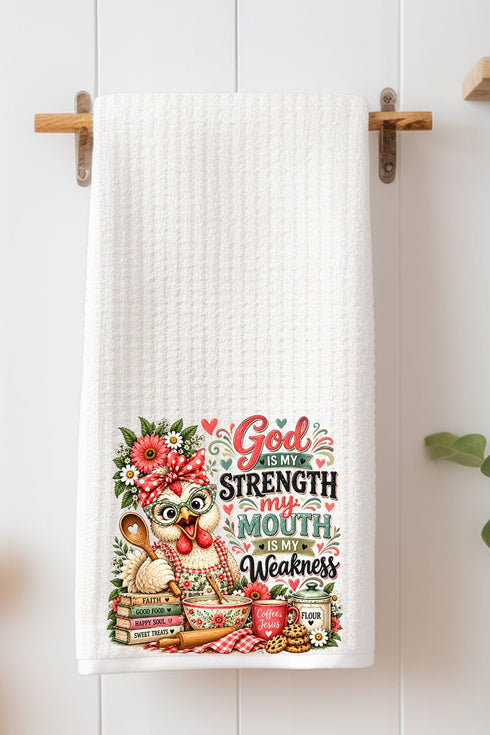 My Mouth Is My Weakness Waffle Kitchen Towel