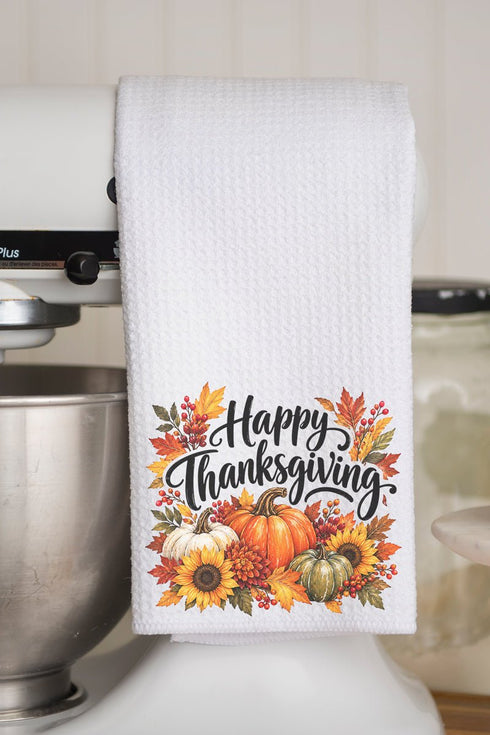 Happy Thanksgiving Waffle Kitchen Towel