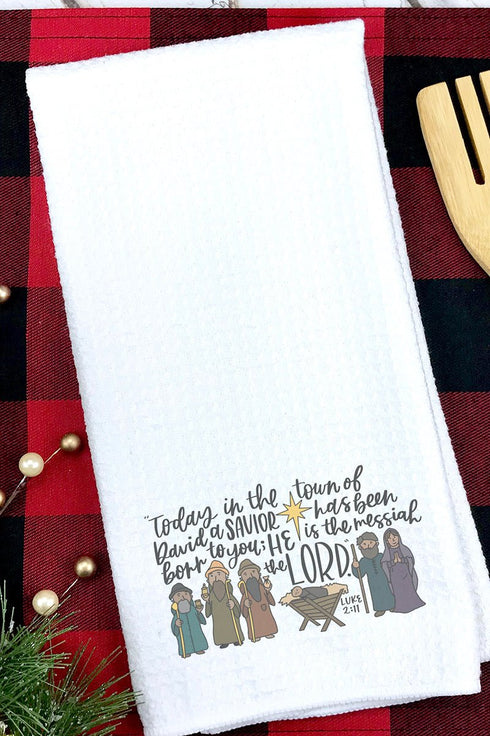 Nativity Doodle Waffle Kitchen Towel