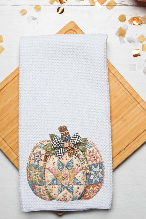 Quilted Heirloom Pumpkin Waffle Kitchen Towel