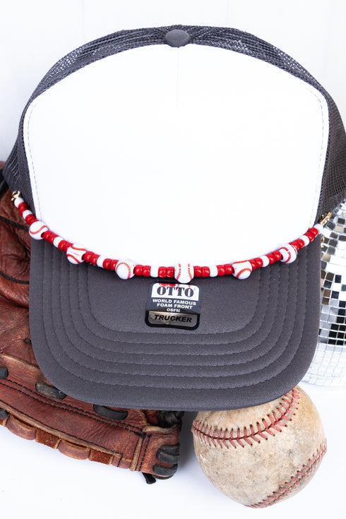 Baseball Season Red Beaded Hat Chain