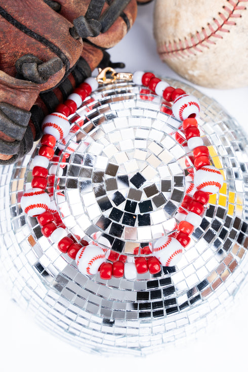 Baseball Season Red Beaded Hat Chain