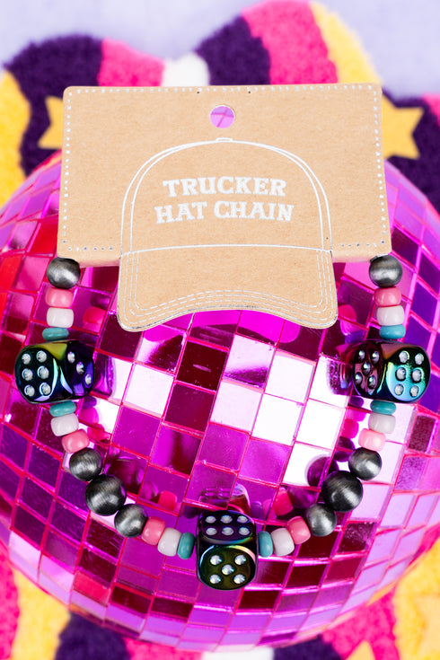 Vegas Vibes Iridescent Dice Beaded Hat Chain