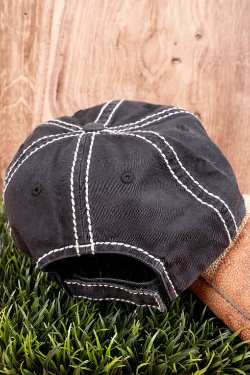 Distressed Black 'Love' Football Helmet Cap