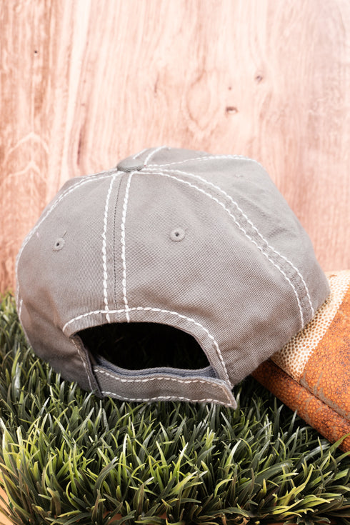 Distressed Light Gray 'Love' Football Helmet Cap