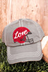 Distressed Light Gray 'Love' Football Helmet Cap